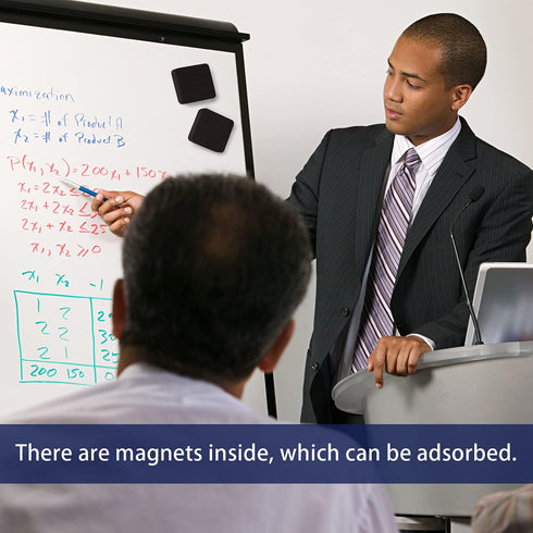 Favourde 48 Pack Magnetic Whiteboard Dry Eraser Cleansers for Classroom, Home and Office (Black)