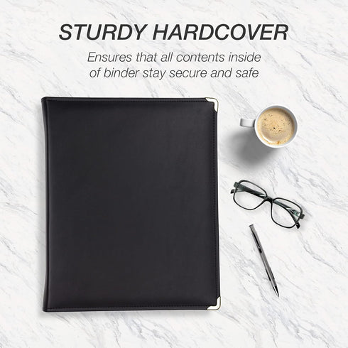Samsill Classic Professional Binder, 3 Ring Binder with 1.5 Inch Brass Round Rings, Zipper Closure, Black
