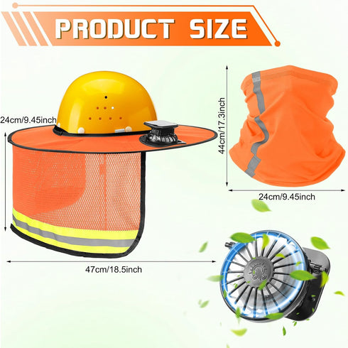 Croknit 1 Set Summer Sun Hard Hat Shade Full Brim Hard Hat Sun Visor with Solar Fan and Neck Sunshade Cover High