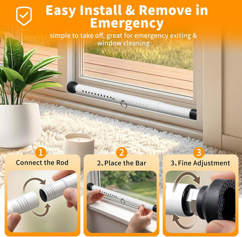 Feblomst 18-51 2 Sliding Door Security Bar, in Adjustable Heavy Duty Patio Lock Bar with Rubber Tips, Window Security