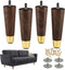 ALAMHI Mid-Century Modern Couch Legs - Set of 4, 6 Inch Brown Round