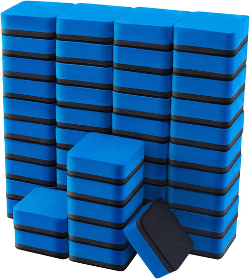 Favourde 48 Pack Magnetic Whiteboard Dry Eraser Cleansers for Classroom, Home and Office (Blue)