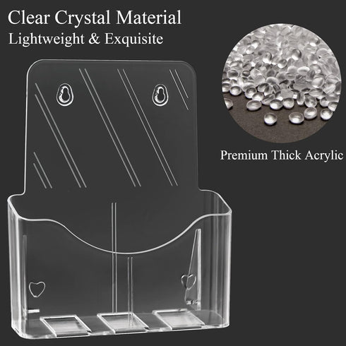 Yarlung 2 Pack Acrylic Brochure Holder, Clear Booklet Display Stand 8.5 x 11 Inches for Desk or Wall Mount