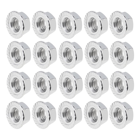 M8 x 1.25mm Serrated Flange Hex Lock Nuts, 20pcs Hexagon Flange Nuts, 304 Stainless Steel, Full Thread, DIN6923 Standard