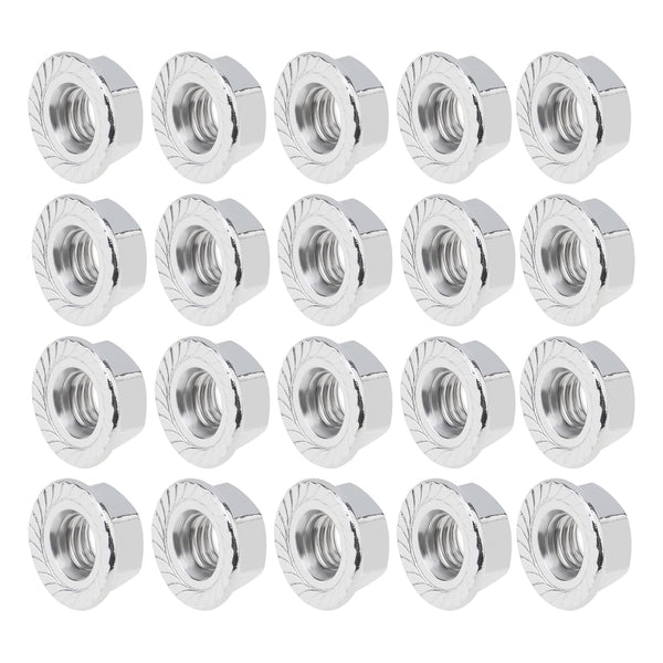 M8 x 1.25mm Serrated Flange Hex Lock Nuts, 20pcs Hexagon Flange Nuts, 304 Stainless Steel, Full Thread, DIN6923 Standard
