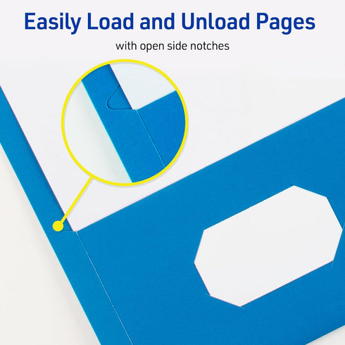 Avery 25 Blue Two Pocket Folders with 3 Prong Fasteners, Holds 70 Sheets (47976)