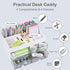 Desk Organizer with Drawer, Office Supplies & Workspace Organizers, 4 Drawers + 4 Compartments, White