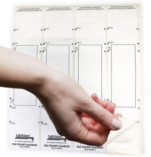 Tabbies File Pocket Handles, 9.63 X 2, White, 12 Sheets/Pack, 4/Sheet