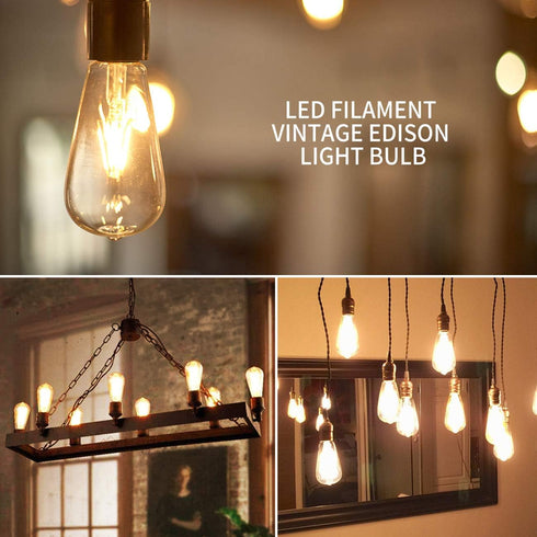 ST21 Bulb Bulbs 7W(60 800Lumens CRI80+ Dimmable 2700K E26 Lightbulbs, 6 Pack ANWIO Clear LED Edison Light LED Filament