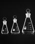 QWORK Glass Erlenmeyer Flask Set (50, 100 and 250ml), 3 Pack Graduated Borosilicate Glass Erlenmeyer Conical Flask with Glass Stopper for Lab, Experiment, Chemistry