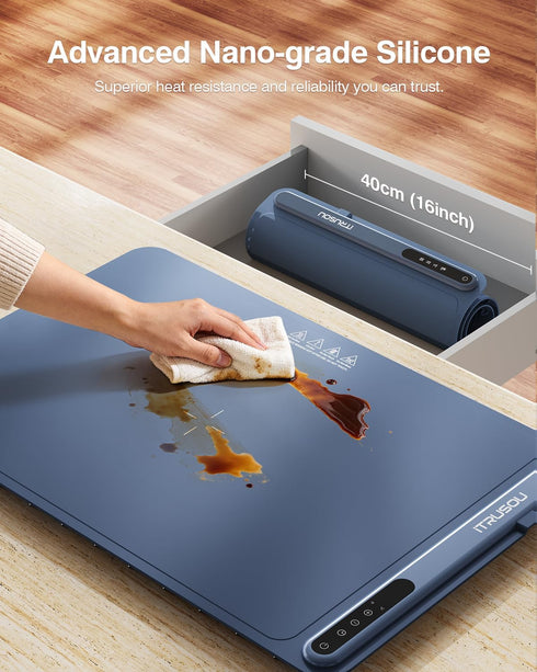 (24"x16") 3-Year 3-Level 250W Warming Mat for Food - iTRUSOU Classic Electric Warming Tray with Temp Control, Rapid