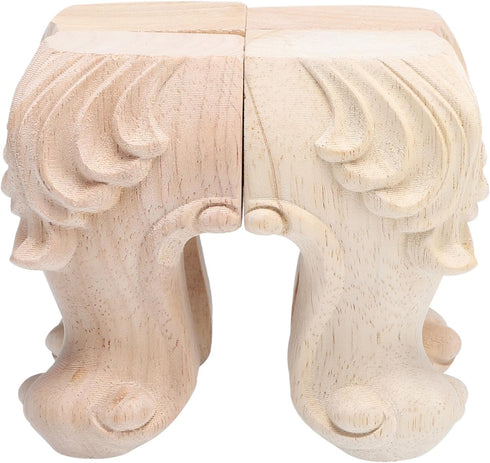 NUOBESTY 4pcs Solid Rubber Wood Carved Furniture Legs with Skid Design Stable