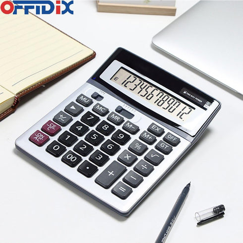 OFFIDIX Large Key Calculators, Office Desktop Calculator, Dual Power Electronic, 12 Digit Large LCD Display for Daily