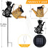 Solar Lights Outdoor Decorative, Watering Can with Cascading Lights, with Cat Silhouette Garden Stakes, Gifts for Mom
