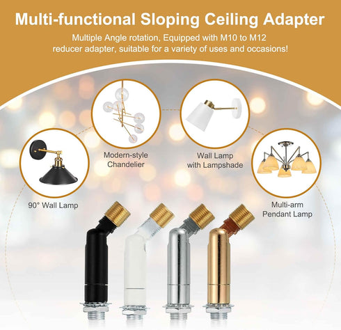 180/350 54x13mm M10 MECCANIXITY Sloped Ceiling Adapter, Degree Fine Thread Sloped Ceiling Light Fixture Adapter Kit
