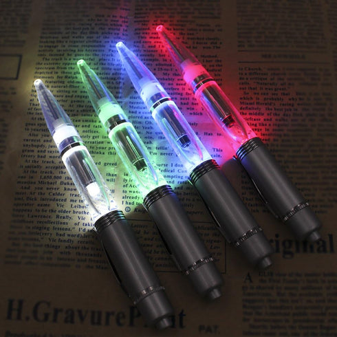 Glovion LED Pen Light Pack of 4 - LED Writing Pens with Black Ink - White/Red/Blue/Green Color