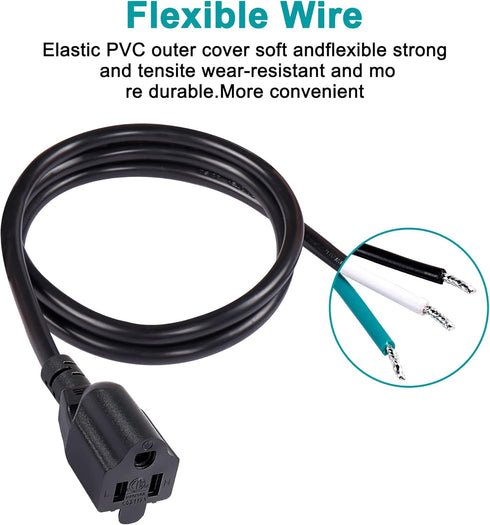 MEIRIYFA 18 Gauge 3 Prong Female NEMA 5-15 Plug Heavy Duty Cord US SJT Replacement Power Supply Cable 10A 110V 115V 120V Pigtail 2PCS (3.3FT)