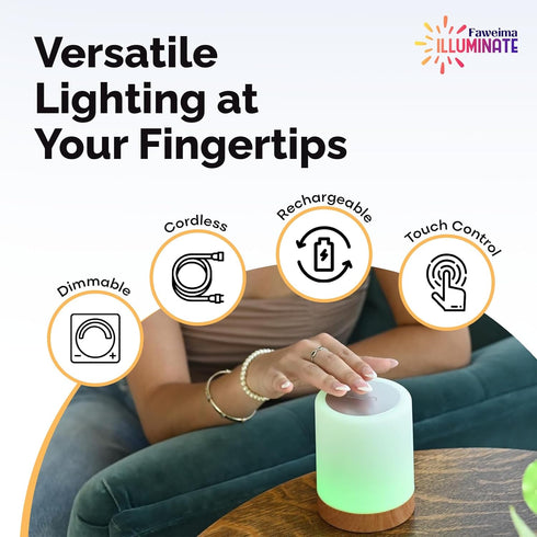 LED Night Light Touch Lamp, Rechargeable Glow Cordless Lamp for Adults and Baby Night Lights for Nursery