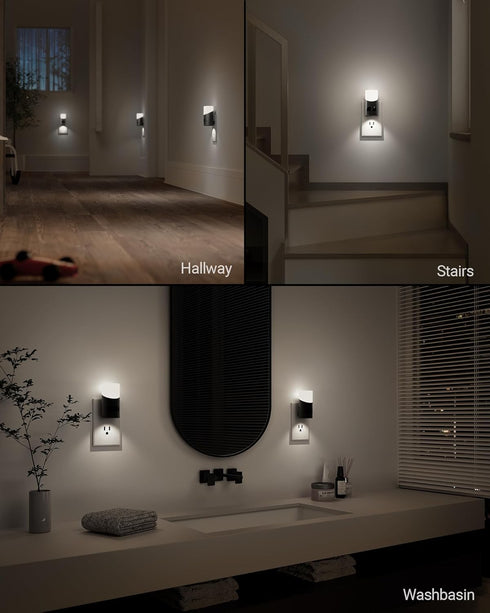 Lyridz Motion Sensor Night Light, LED Plug into Wall, 1-150LM Dimmable Indoor Night Light for Hallway, Stairs