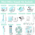Mini Office Supplies, Turquoise Green School Supplies with Sticky Notes, Mini Stapler, Tape Dispenser, and More