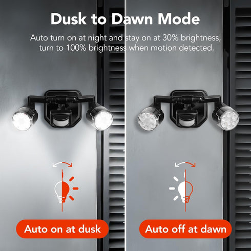 450 3-Head 2500 IP65 OREiN Outdoor Motion Sensor Security Light, Adjustable Floodlight, Lumens Bright Hardwired Dusk