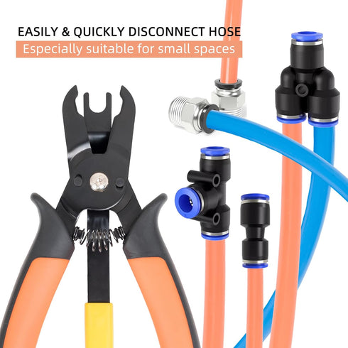 Push to Connect Fittings Disconnect Tong Tool for Removing Push-fit Pneumatic Fittings 1/4”, 5/16” (6mm, 8mm) Quick Connect Air Hose Fittings Removal Tool by PLATATO