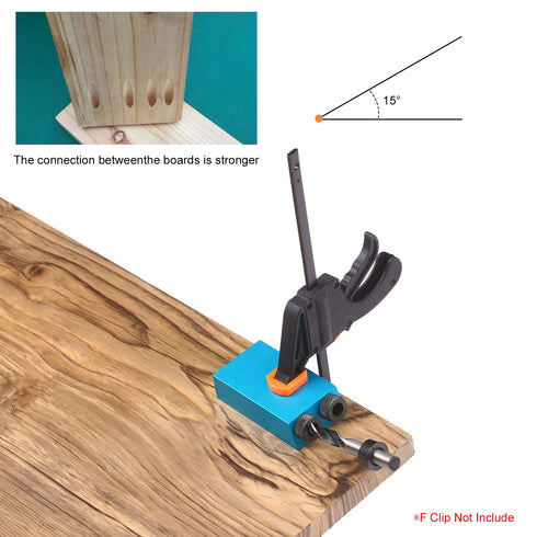 15Pcs Pocket Hole Jig - 15 Degree Dowel Drill Joinery Kit Hole Screw Jig with 6/8/10mm Drive Adapter for Woodworking