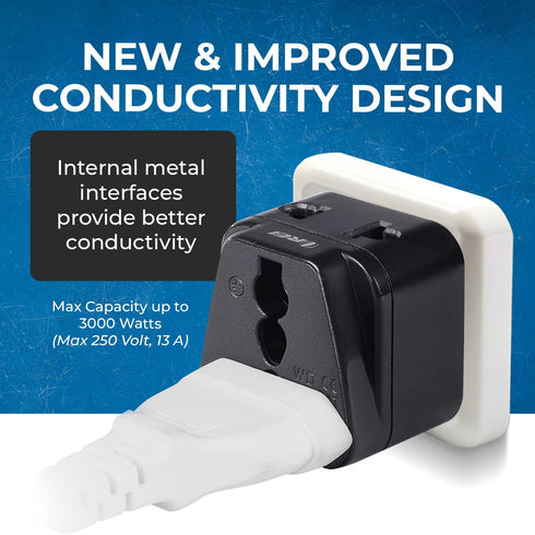 OREI USA to UK Travel Plug Adapter - Type G Compatible with UK, UAE, Hong Kong, Dubai - 2 in 1 UK Plug Adapter - 2 Pack