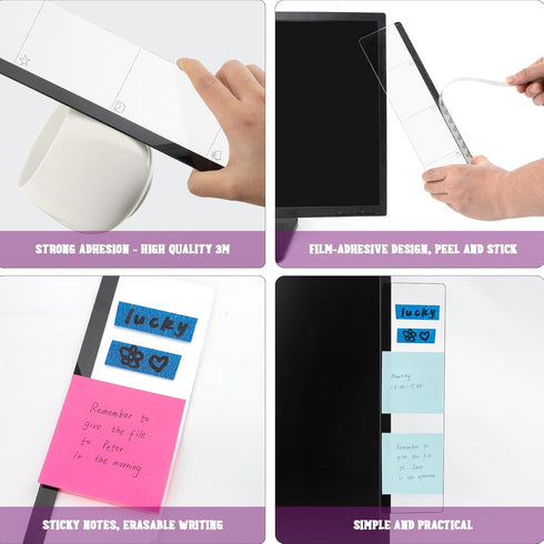 Office Desk Accessories, 2pcs Monitor Memo Board, Computer Message Board for Sticky Notes, Home Office Supplies