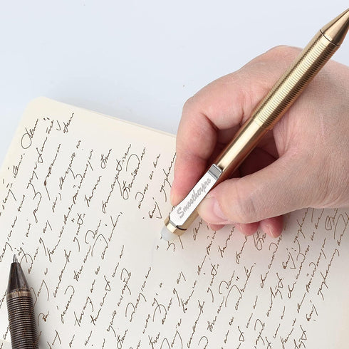SMOOTHERPRO Erasable Solid Brass Bolt Action Pen, Compatible with Pilot FriXion Refill, Durable EDC Pocket Business Pen