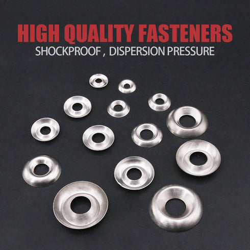 Hilitchi 295-Pcs Finishing Cup Countersunk Washer Assortment Set, 304 Stainless Steel (#4 - #16)