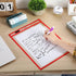 Nezyo 50 Pieces Dry Erase Pockets, Reusable Plastic Sleeves, Clear Sleeves for Classroom, Job Ticket Shop Holder (Red)