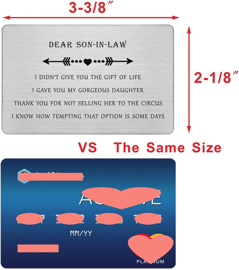 Mother In Law Gifts for Son In Law, Funny Christmas Presents, Wedding Day Gift Wallet Card, Son In Law Birthday Card
