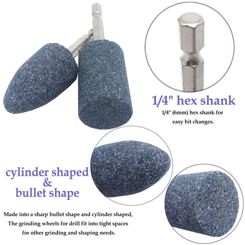 4pcs Metal Grinding Stone Set,Rotary Tool Grinding Stone Wheel Head with 1/4Inch Shank
