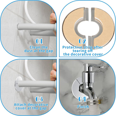3 Pcs Stainless Steel Wall Split Flange Round Escutcheon Plate Cover for Plumbing Self Adhesive Split Pipe Flange