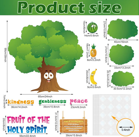 Classroom Tree Bulletin Board Set Bulletin Board Tree Cutouts, Classroom Tree Wall Decor for Elementary School Teacher Chalkboard Supplies (Fruit Style), White, (JB-230419-B) by Pajean