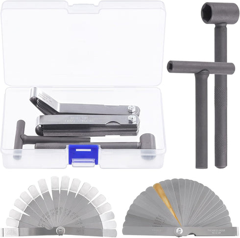 Glarks 4Pcs Motorcycle Engine Valve Adjustment Tool Kit, Engine Screw Spanner Wrench with Feeler Gauges