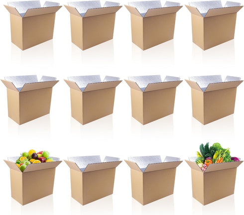 aromeili 12 Pack Insulated Shipping Box Honeycomb Paper, Insulated Carton with Aluminum Foil