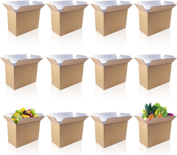 aromeili 12 Pack Insulated Shipping Box Honeycomb Paper, Insulated Carton with Aluminum Foil
