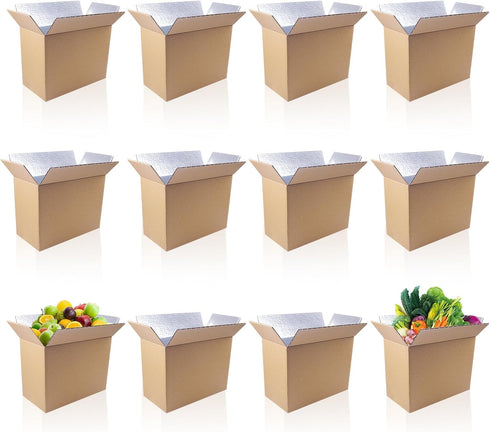 Cevhzoe 12 Pack Insulated Shipping Boxes for Shipping Frozen Food, Cold Shipping Boxes,