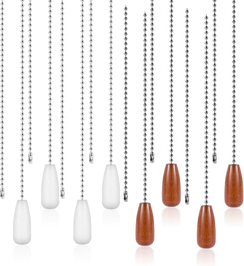 lasuroa 8pcs Ceiling Fan Pull Chain Extenders, 13 Inch Wooden Beaded Balls Light