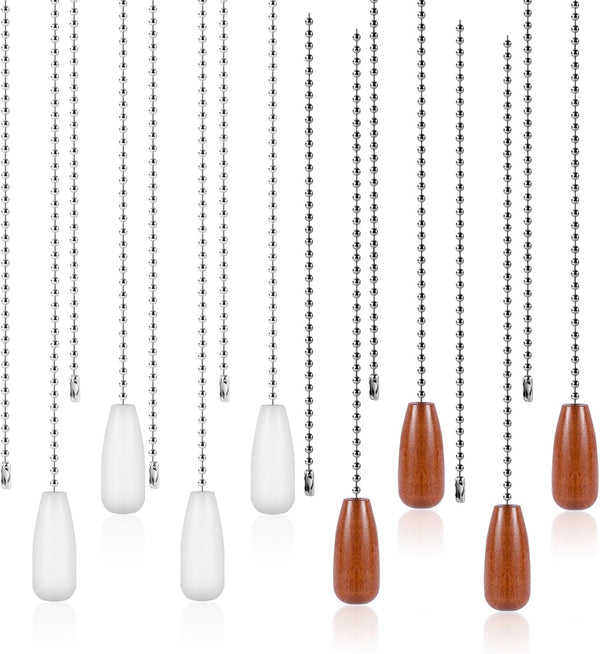 lasuroa 8pcs Ceiling Fan Pull Chain Extenders, 13 Inch Wooden Beaded Balls Light