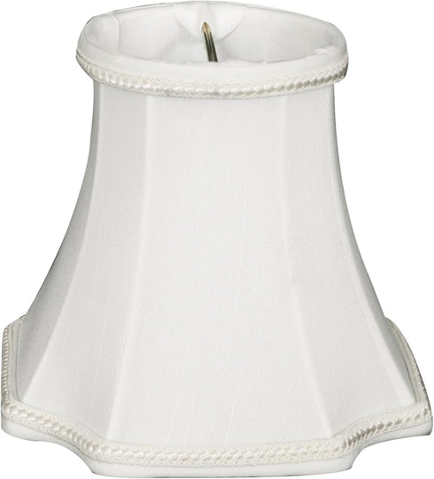 Royal Designs, Inc. CS-714WH Inverted Corner Bell Chandelier Shade with Decorative Trim,