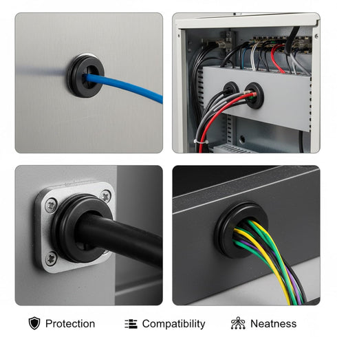 Macuezu 20 Grommets Grommet Grommets Pcs Rubber for Wiring, Wire Protection Black Double-Sided Rubber Hole Plugs