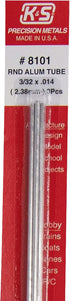 K&S K & S Precision Metals 8101 Round Aluminum Tube, 3 Pieces, 3/32" OD x 0.014" Wall x 12" Long, Made in The USA