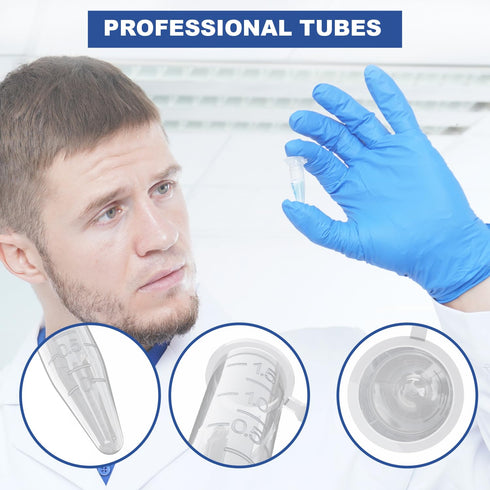 ONiLAB 500Pcs 1.5ml Polypropylene Graduated Microcentrifuge Tubes with Attached Lid,Clear Conical Micro Centrifuge Small Sample Bottle Vials Container for Lab
