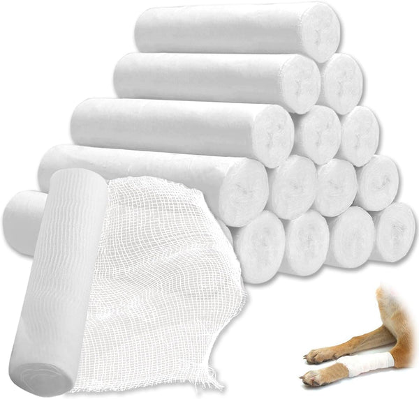 12 Pack Cling Gauze Rolls 6 Inch x 5 Yard, White Rolled