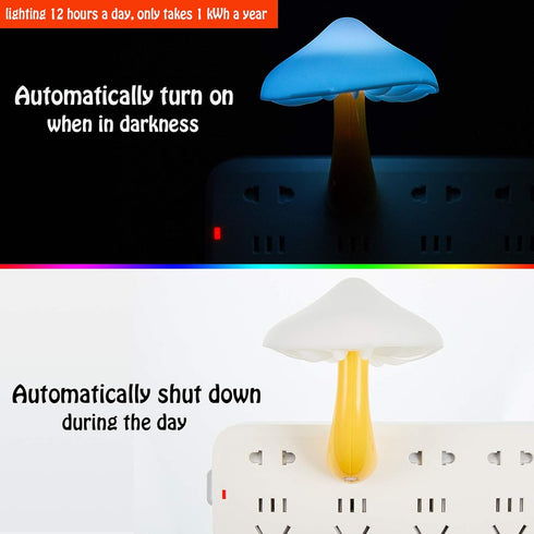 Mudder 2 Pack Mushroom Night Light, Plug in Wall Lamp Sensor LED Nightlight, Cute Mini for Adult Kid Nursery Decor