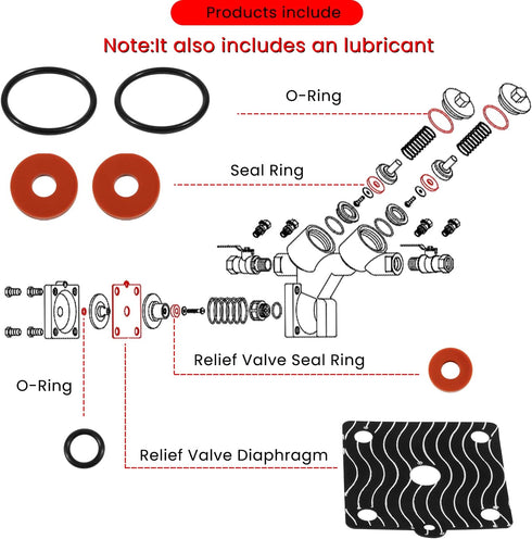 For Zurn 975XL 975XL2 Rubber Repair Kit and Springs, 1/4 -1/2 Backflow Preventer Repair Kit
