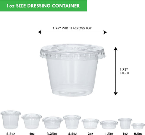 Galashield 100 Sets 1 oz Small Plastic Containers with Lids, Disposable Portion Cups for Sauce and Dressing